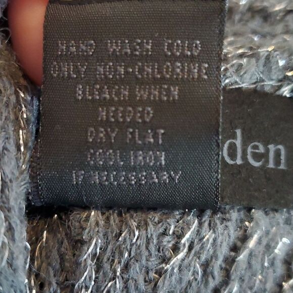 STEVE MADDEN PONCHO STEEL GRAY SPARKLE FRINGE POINTELLE KNIT ONE SIZE BOHO - Picture 8 of 8